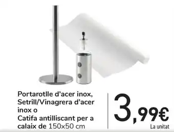 Carrefour Portarotlle d'acer inox, Setrill/Vinagrera d'acer inox o Catifa antilliscant per a calaix de 150x150cm oferta