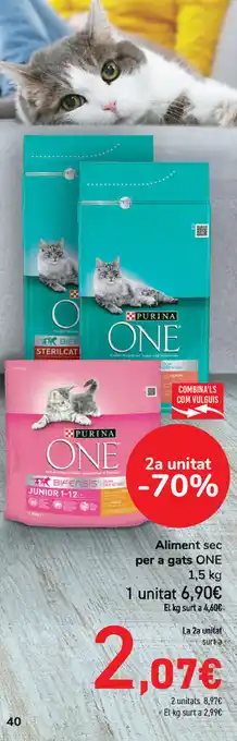 Carrefour One Aliment sec per a gats 1,5kg oferta