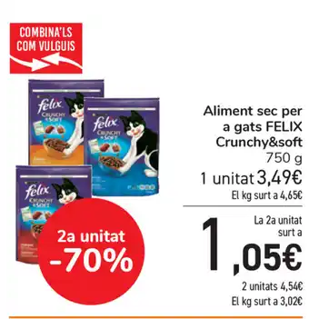 Carrefour Felix Crunchy & Soft Aliment sec per a gats 750g oferta