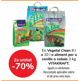 Carrefour Vitakraft en Vegetal Clean 8L o 10L o aliment per a conills o cobias 3kg oferta