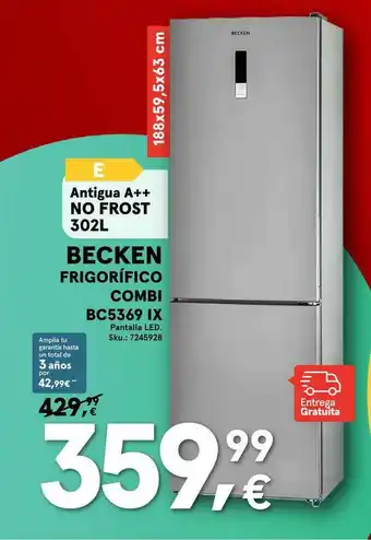 Worten Becken Frigorífico Combi Bc5369 Ix oferta