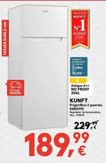 Worten Kunft Firgorifico 2 Puertas Kdd5195 oferta