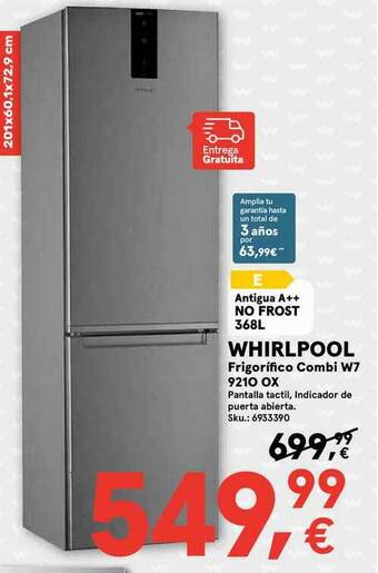 Worten Whirlpool Frigorifico Combi W7 9210 Ox oferta