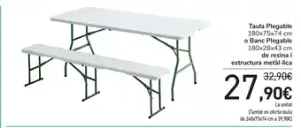Carrefour Taula Plegable o Blanc Plegable de resina i estructura metállica oferta
