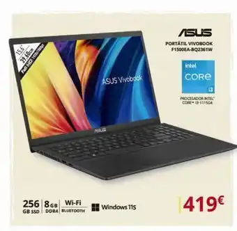 Dynos Informática 15.6 39.60cm full hd 112 256 8gb wi-fi gb ssd ddr4 bluetooth asus vivobook pes windows 115 asus portátil vivobook f1500 oferta
