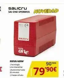 Dynos Informática Saucru 900va/480w tecnologia line interactive autonomia hasta 20 minutos 12 bases schu sps one salicru sai one sp5900va oferta