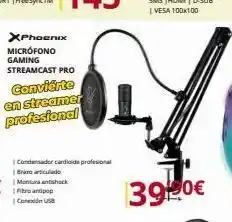 Dynos Informática Xphoenix micrófono gaming streamcast pro conviérte en streamer profesional condensador cardioide profesional brano articul oferta