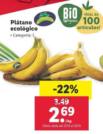 Lidl Plátano Ecológico oferta