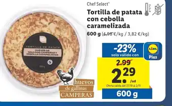 Lidl Tortilla De Patata Con Cebolla Caramelizada oferta