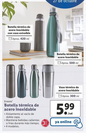 Lidl Ernesto Botella térmica de acero inoxidable oferta