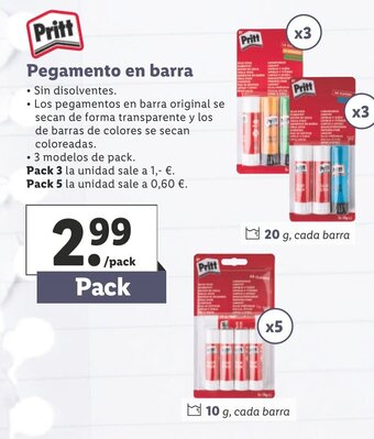 Lidl Pritt Pegamento en barra oferta