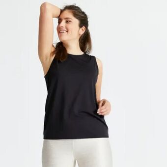 Decathlon Camiseta fitness sin mangas tirantes mujer domyos negro oferta