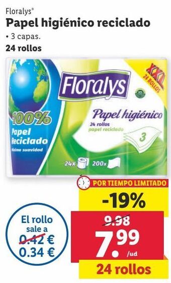 Lidl Papel higiénico floralys oferta