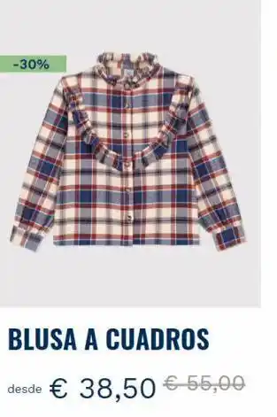Petit Bateau -30% blusa a cuadros desde € 38,50 €55,00 oferta
