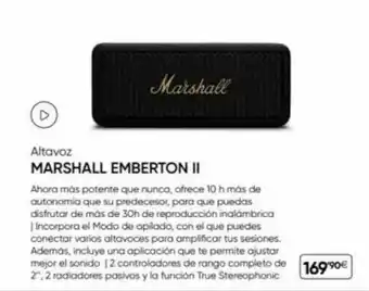 Fnac Altavoz marshall emberton ii oferta