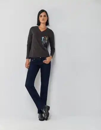 Roberto Verino Camiseta negra con ilustración bordada oferta