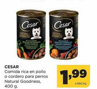 Alimerka Cesar comida rica en pollo o cordero para perros natural goodness oferta