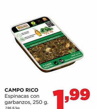 Alimerka Campo rico espinacas con garbanzos oferta