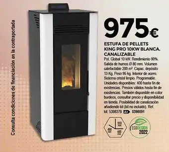 BigMat Estufa de pellets king pro 10kw blanca canalizable oferta