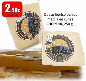 Queso ibérico curado mezcla en cuñas chopera