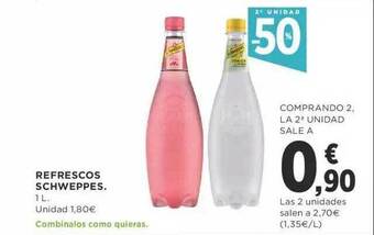 Supercor 2a unidad -50% refrescos schweppes oferta