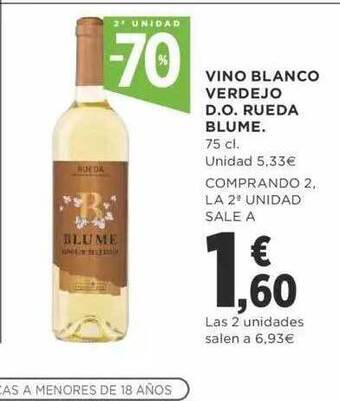 Supercor 2a unidad -70% vino blanco verdejo d.o. rueda blume oferta