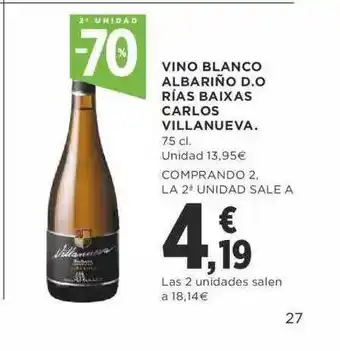 Supercor 2a unidad -70% vino blanco albariño d.o. rías baixas carlos villanueva oferta