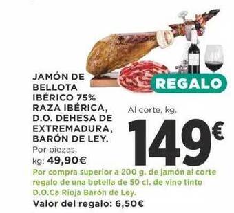 Supercor Jamón de bellota ibérico 75% raza ibérica d.o. dehesa de extremadura barón de ley oferta