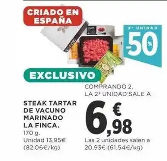 Supercor 2a unidad -50% steak tartar de vacuno marinado la finca oferta