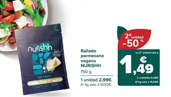 Carrefour 2a unidad -50% rallado parmesano vegano nurishh oferta