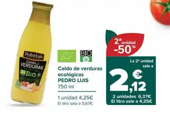 Carrefour 2a unidad -50% caldo de verduras ecológicas pedro luis oferta