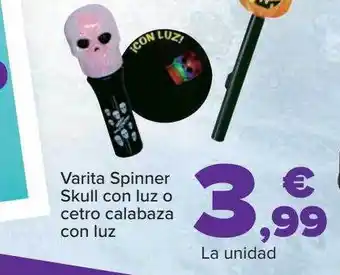 Carrefour Varita spinner skull con luz o cetro calabaza con luz oferta