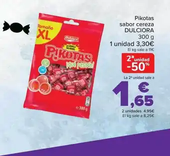 Carrefour 2a unidad -50% pikotas sabor cereza dulciora oferta