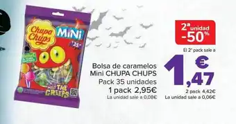 Carrefour 2a unidad -50% bolsa de caramelos mini chupa chups oferta