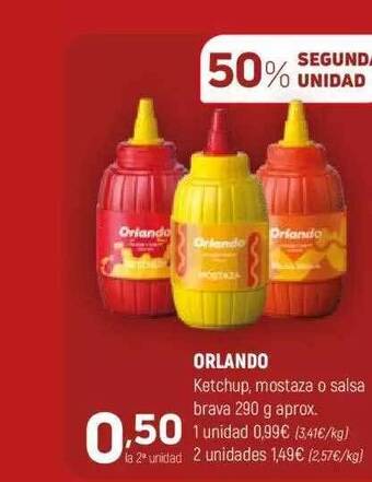 Coviran Orlando ketchup mostaza o salsa brava oferta