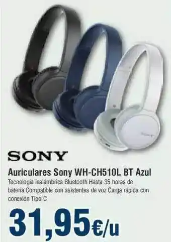 FROIZ Auriculares sony wh-ch510l bt azul oferta