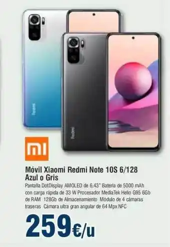 FROIZ Móvil xiaomi redmi note 10s 6 128 azul o gris oferta