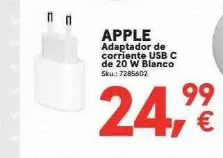 Worten Apple adaptador de corriente usb c de 20w blanco oferta