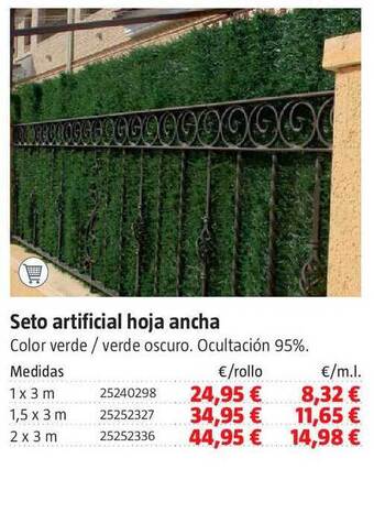 Bauhaus Seto Artificial Hoja Ancha oferta