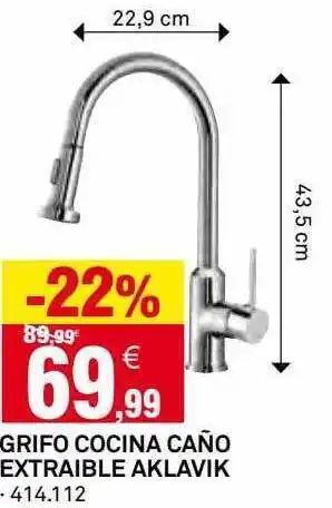 Bricoking Grifo cocina caño extraible aklavik oferta