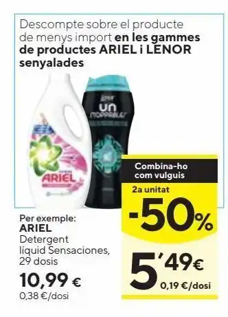 Caprabo Ariel detergente liquido sensaciones 29do oferta