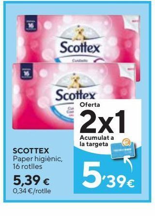 Caprabo Scottex papel higiénico 16 rollos oferta