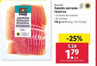 Lidl Jamón serrano realvalle oferta