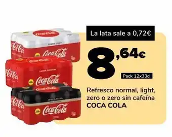 Supeco Refresco normal, light, zero o zero sin cafeína coca-cola oferta