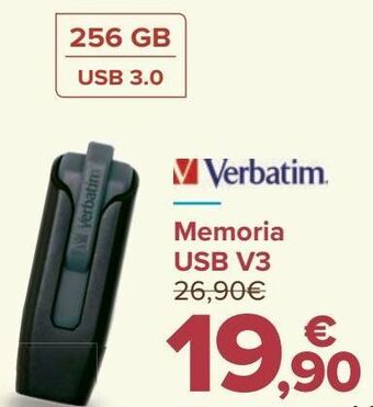 Carrefour Memoria usb v3 verbatim oferta