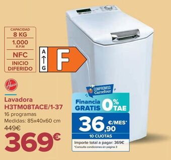 Carrefour Lavadora h3tm08tace/1-37 hoover oferta