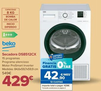 Carrefour Secadora ds8512cx beko oferta