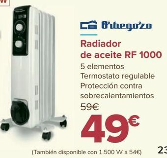 Carrefour Radiador de aceite rf 1000 orbegozo oferta