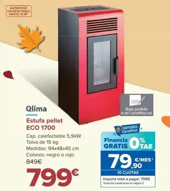 Carrefour Estufa pellet eco 1700 qlima oferta