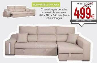 Atrapamuebles Chaiselongue derecha convertible en cama 263 x 105 x 145 cm oferta